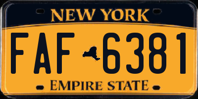 NY license plate FAF6381