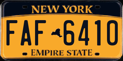 NY license plate FAF6410