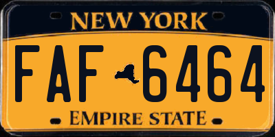 NY license plate FAF6464