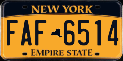 NY license plate FAF6514