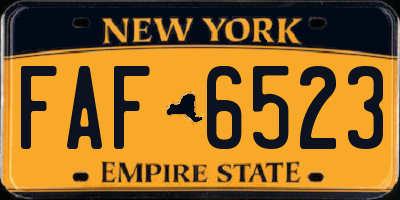 NY license plate FAF6523