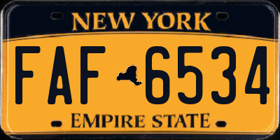 NY license plate FAF6534