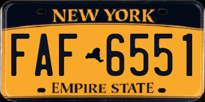 NY license plate FAF6551
