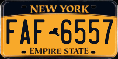 NY license plate FAF6557