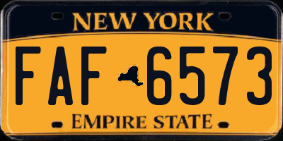 NY license plate FAF6573