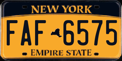 NY license plate FAF6575