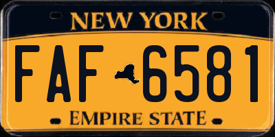 NY license plate FAF6581