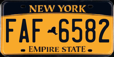NY license plate FAF6582