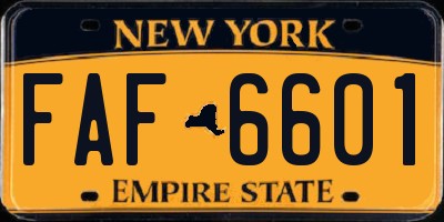 NY license plate FAF6601