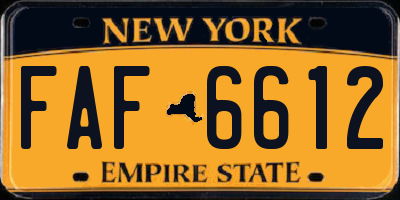 NY license plate FAF6612