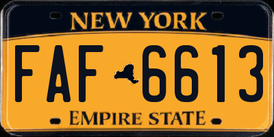NY license plate FAF6613