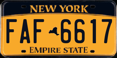 NY license plate FAF6617