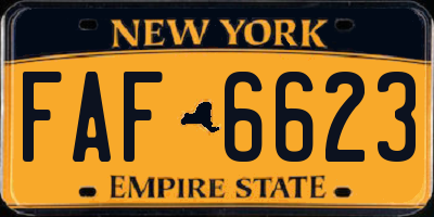 NY license plate FAF6623
