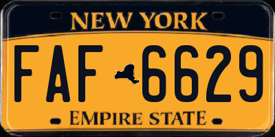 NY license plate FAF6629
