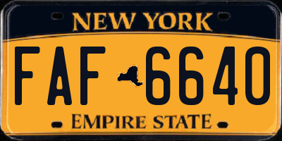 NY license plate FAF6640