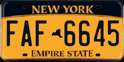NY license plate FAF6645