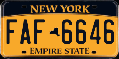 NY license plate FAF6646