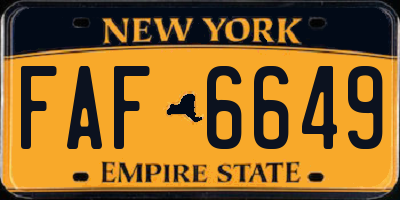 NY license plate FAF6649