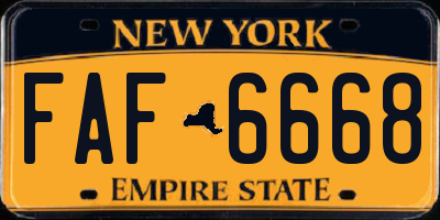 NY license plate FAF6668