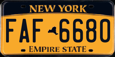 NY license plate FAF6680