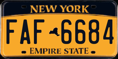 NY license plate FAF6684