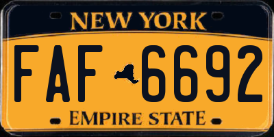 NY license plate FAF6692
