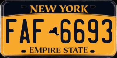 NY license plate FAF6693