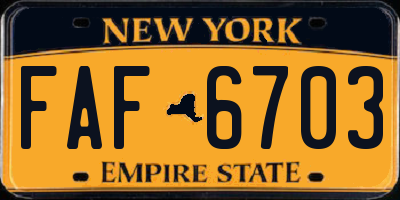 NY license plate FAF6703