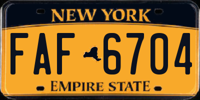 NY license plate FAF6704