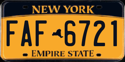 NY license plate FAF6721