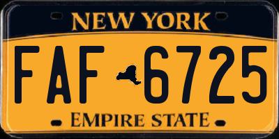 NY license plate FAF6725