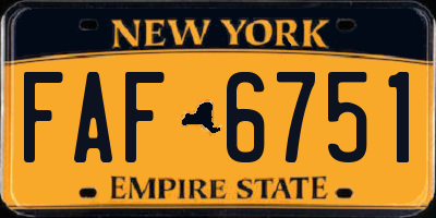 NY license plate FAF6751