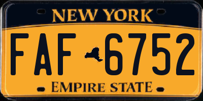 NY license plate FAF6752