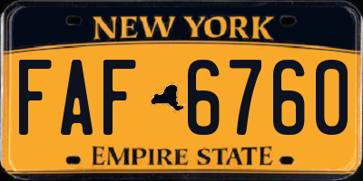 NY license plate FAF6760