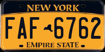 NY license plate FAF6762