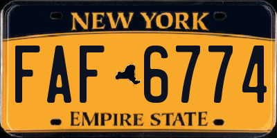 NY license plate FAF6774