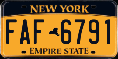 NY license plate FAF6791