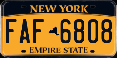 NY license plate FAF6808