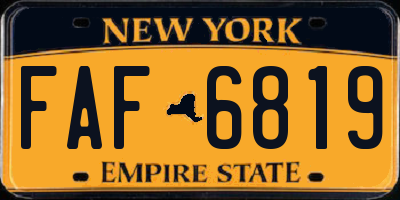 NY license plate FAF6819
