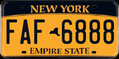 NY license plate FAF6888