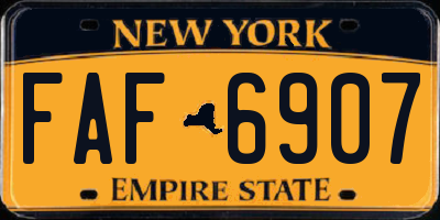 NY license plate FAF6907