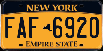 NY license plate FAF6920