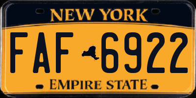 NY license plate FAF6922