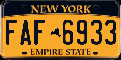 NY license plate FAF6933