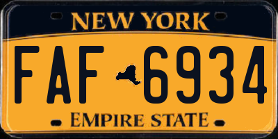 NY license plate FAF6934