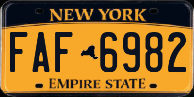 NY license plate FAF6982