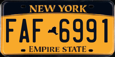 NY license plate FAF6991