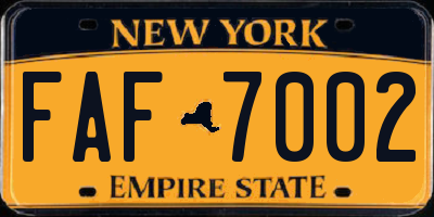 NY license plate FAF7002
