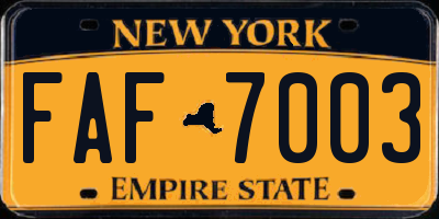 NY license plate FAF7003