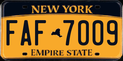 NY license plate FAF7009